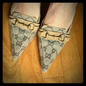 Gucci Monogram Mules with Kitten Heels